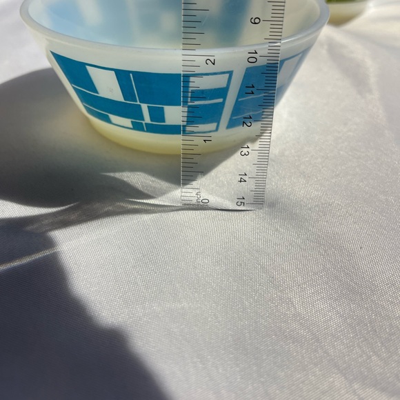 2 vintage Fire King Anchor Hocking Rare Blocks  blue and green Milk Glass 5” - Picture 9 of 14